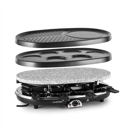 Klarstein All-U-Can-Grill Raclette 4-in-1 Pancakes Crêpes Stone Plate 8 People