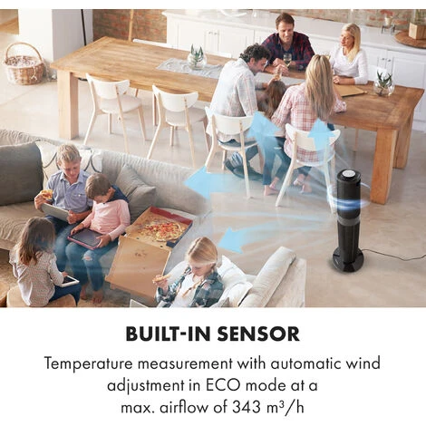 Klarstein Twister Tower Fan 45W Oscillation 343 M³ / H Max. 3 Modes Black - Image 2