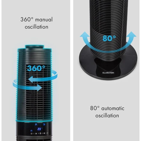 Klarstein Twister Tower Fan 45W Oscillation 343 M³ / H Max. 3 Modes Black - Image 5