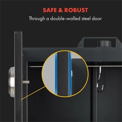 Klarstein Flintstone Smoker 1600 W Thermometer Stainless Steel Black - Image 4