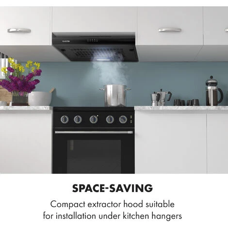 Klarstein Capannina Undercounter Hood 60cm 166m³ / H LED Stainless Steel Black - Image 2
