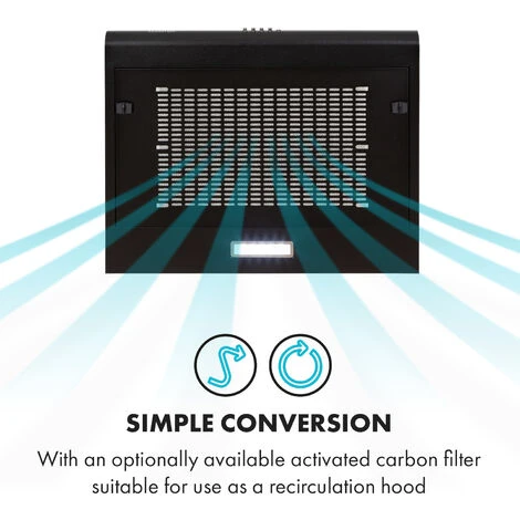 Klarstein Capannina Undercounter Hood 60cm 166m³ / H LED Stainless Steel Black - Image 3