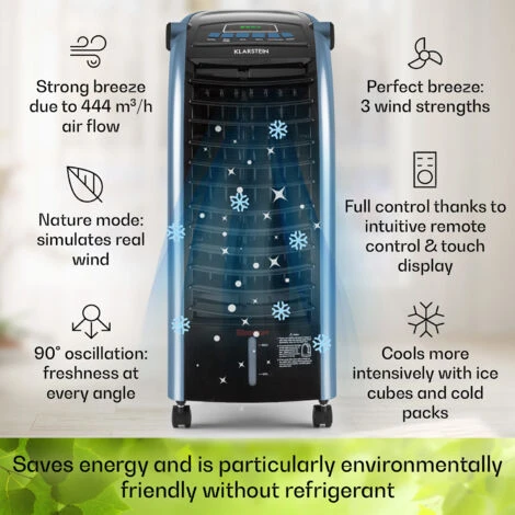 Klarstein Maxfresh Ocean Fan Air Cooler 6L 65W Remote Control 2x Ice Pack - Image 3