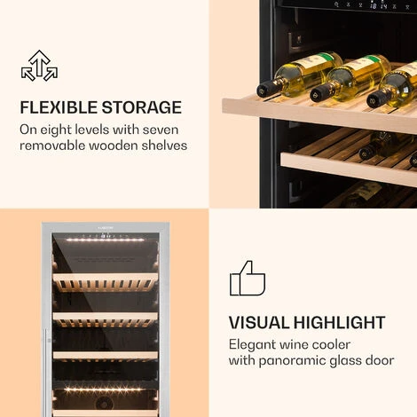 Klarstein Reserva 166 Duo Wine Refrigerator 166 Bottles 379 Litres 2 Zones Touch - Image 5