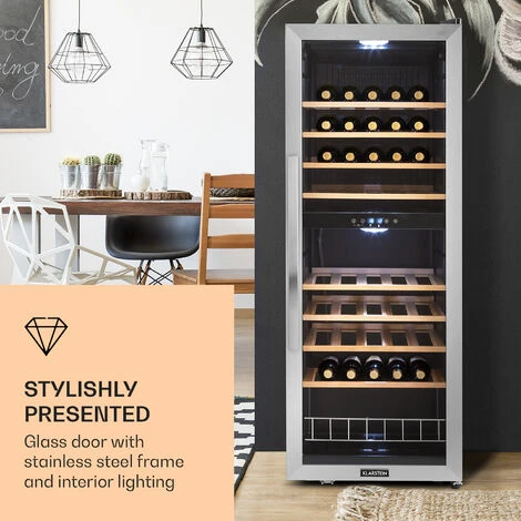 Klarstein Vinamour 54 Duo Wine Refrigerator 2 Zones 148 Litres 54 Bottles Touch Display - Image 2
