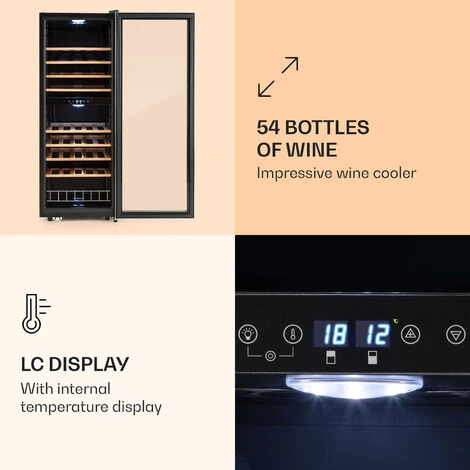 Klarstein Vinamour 54 Duo Wine Refrigerator 2 Zones 148 Litres 54 Bottles Touch Display - Image 4