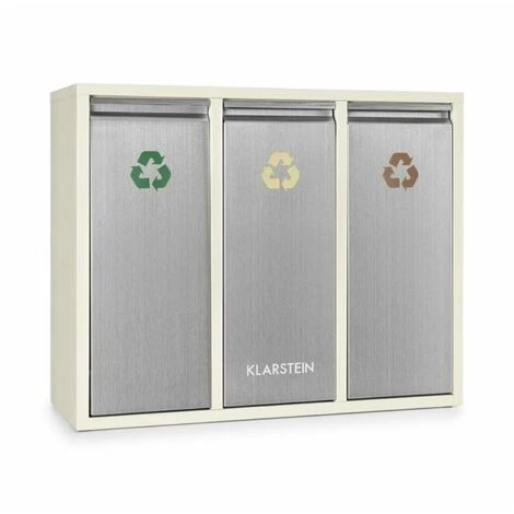 Klarstein Ordnungshüter 3 Rubbish Bins Waste Separator 45L (3 X 15 L) Creme Beige