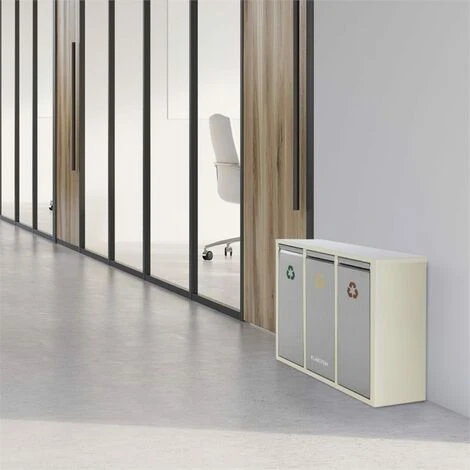 Klarstein Ordnungshüter 3 Rubbish Bins Waste Separator 45L (3 X 15 L) Creme Beige - Image 5