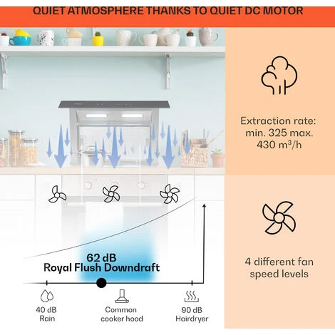 Klarstein Royal Flush Downdraft Cooker Extractor Hood 430 M³ / H 60 Cm - Image 3