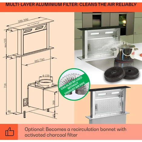 Klarstein Royal Flush Downdraft Cooker Extractor Hood 430 M³ / H 60 Cm - Image 5