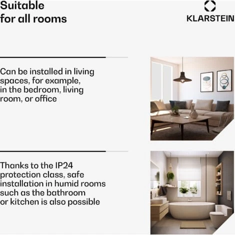 Klarstein Bornholm Single Convection Heater Temperature Sensor 1,000 W 70m² - Image 5