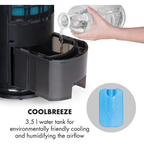 Klarstein Skyscraper Horizon Air Cooler Fan Humidifier 60W 486m³/h 3.5L Tank - Image 3