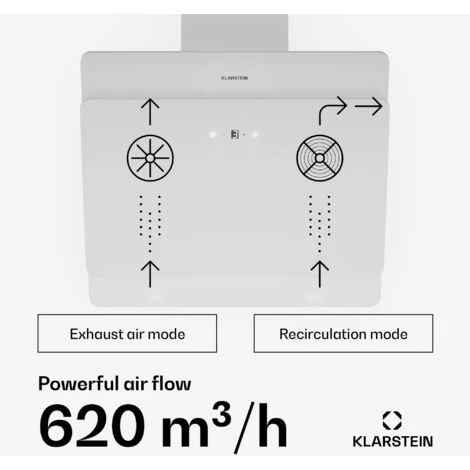 Klarstein Klarstein Aurica 60 Cooker Hood 60cm 600 M³/h LED Touch Glass White - Image 3