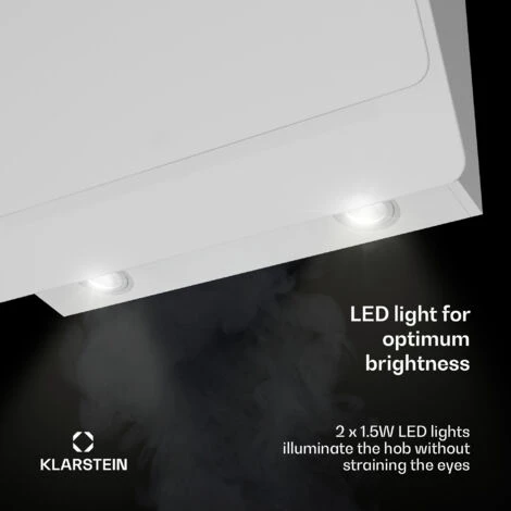 Klarstein Klarstein Aurica 60 Cooker Hood 60cm 600 M³/h LED Touch Glass White - Image 5
