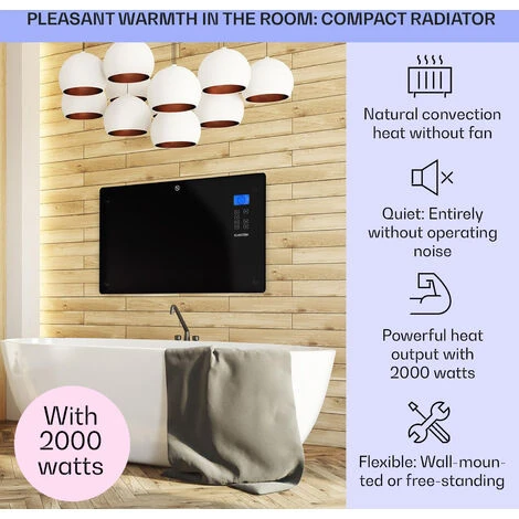 Klarstein Norderney Convection Heater Thermostat Timer 2000W 30m² Black - Image 2