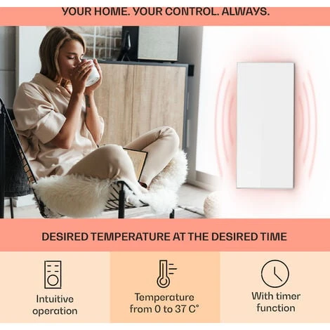 Klarstein Wonderwall 72 Infrared Heater 60x120cm 720W Weekly Timer IP24 White - Image 3