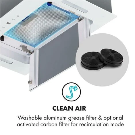 Klarstein Hektor Cooker Extractor Hood Built-in 52cm Exhaust: 530 M³ / H LED Touch Glass - Image 5