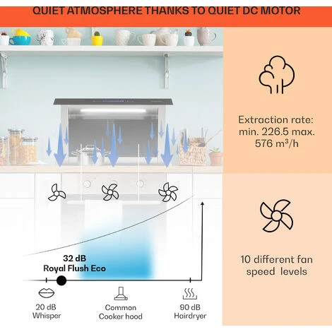Klarstein Royal Flush Eco Cooker Hood 60 Cm 576 M³/h A+ - Image 3