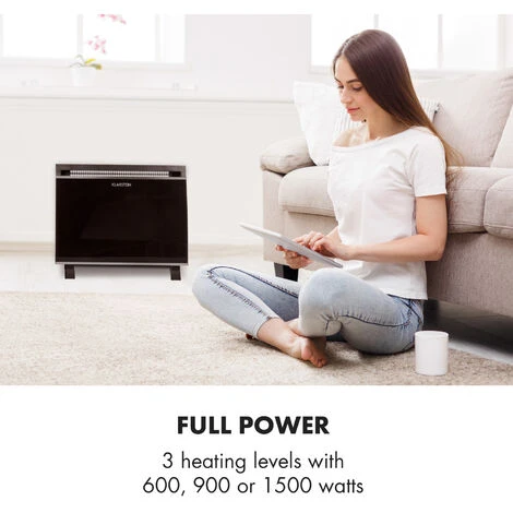 Klarstein Gotland Glass Convector 600, 900 And 1500W Black - Image 2