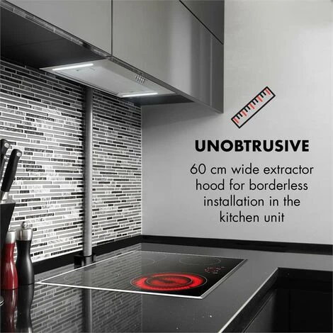 Klarstein Down Under Cooker Extractor Hood Built-in 60cm Exhaust Air: 590 M³ / H LED Stainless Steel - Image 2