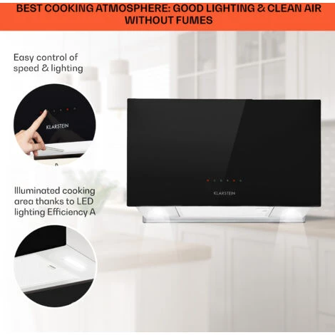 Klarstein Kronleuchter L Island Exhaust Hood 60cm Exhaust Air: 590m³ / H LED Touch Black - Image 4