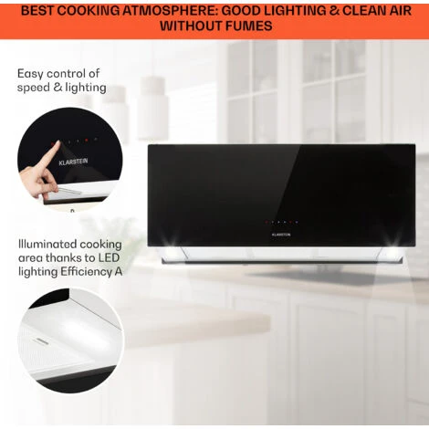 Klarstein Kronleuchter XL Island Exhaust Hood 90cm Exhaust Air: 590m³ / H LED Touch Black - Image 4