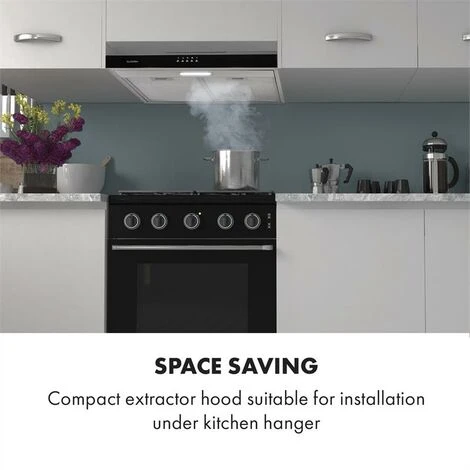Klarstein Contempo Substructure Cooker Extractor Hood 60cm 175m³ / H LED Stainless Steel Acrylic - Image 2
