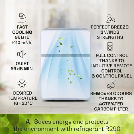 Klarstein Ion Breeze Air Conditioner 9000 BTU 410 M³ / H 16-32 ° C White - Image 3