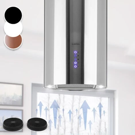 Klarstein Beretta Island Cooker Extractor Hood Ø35cm Exhaust / Circulating Air 650m³ / H LED Stainless Steel