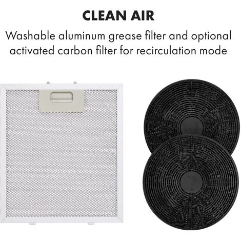 Klarstein Tron Ambience Island Cooker Extractor Hood Ø38cm Recirculation 540m³ / H LED Black - Image 5