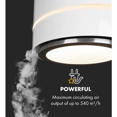 Klarstein Tron Ambience Island Cooker Extractor Hood Ø38cm Recirculation 540m³ / H LED White - Image 3