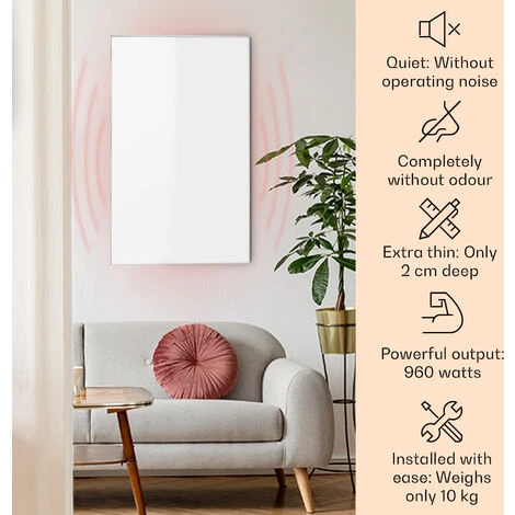 Klarstein Wonderwall Air 96 Infrared Heater 120x81cm 960W Wall Installation Remote Control - Image 2