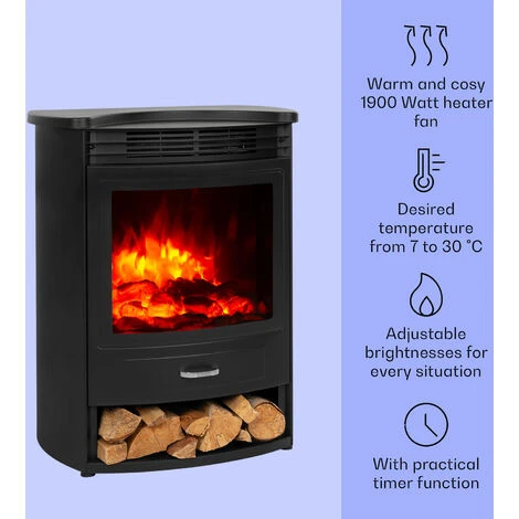 Klarstein Bormio S Electric Fireplace 950/1900W Thermostat Weekly Timer - Image 3