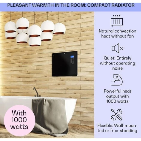 Klarstein Norderney Convection Heater Thermostat Timer 1000W 20m² Black - Image 2