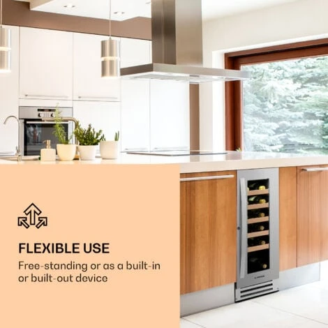 Klarstein Vinovilla Smart Wine Fridge 50l / 20 Bottles Glass Door Stainless Steel - Image 2