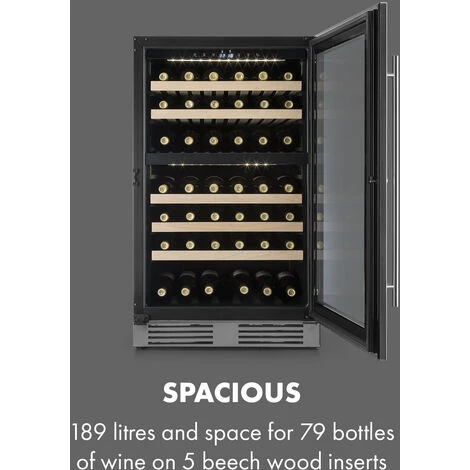 Klarstein Vinovilla 79 Built-In Duo Two-Zone Wine Fridge 190l 79 Bottles 3-Ply Glass Door - Image 4