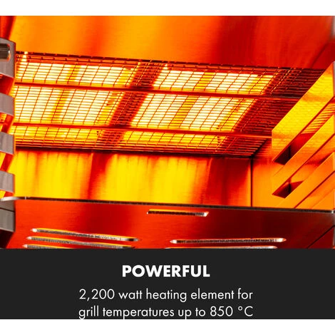 Klarstein Hannibal High-Temperature Grill Indoor 2,200W 850 ° C Stainless Steel Black - Image 4