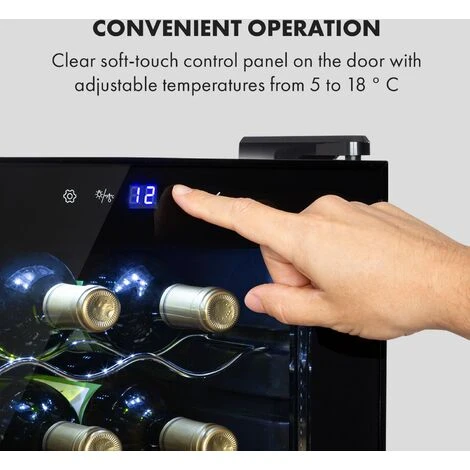 Klarstein Shiraz 15 Slim Uno Wine Fridge 44l Touch Control Panel 5-18°C - Image 4