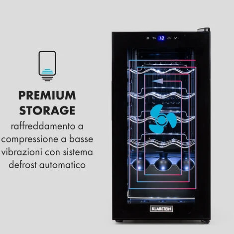 Klarstein Shiraz 15 Slim Uno Wine Fridge 44l Touch Control Panel 5-18°C - Image 5