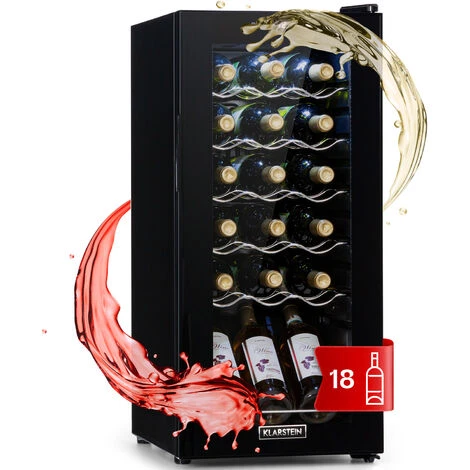 Klarstein Shiraz 18 Slim Uno Wine Refrigerator 50l 18Fl Touch Control Panel 5-18°C