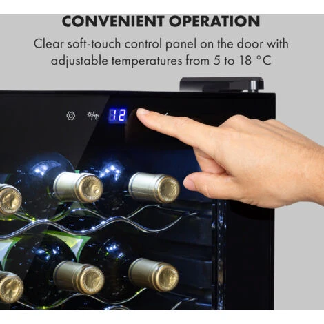 Klarstein Shiraz 18 Slim Uno Wine Refrigerator 50l 18Fl Touch Control Panel 5-18°C - Image 4