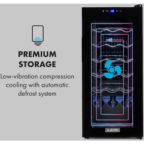 Klarstein Shiraz 18 Slim Uno Wine Refrigerator 50l 18Fl Touch Control Panel 5-18°C - Image 5