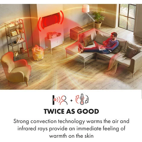 Klarstein Hot Spot Slimcurve Double Wave, Heater, 2000W, Weekly Timer, Black - Image 2