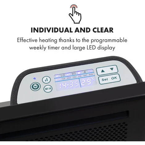 Klarstein Hot Spot Slimcurve Double Wave, Heater, 2000W, Weekly Timer, Black - Image 4