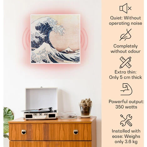 Klarstein Wonderwall Air Art Smart Infrared Heater 60x60cm 350W Waves - Image 2