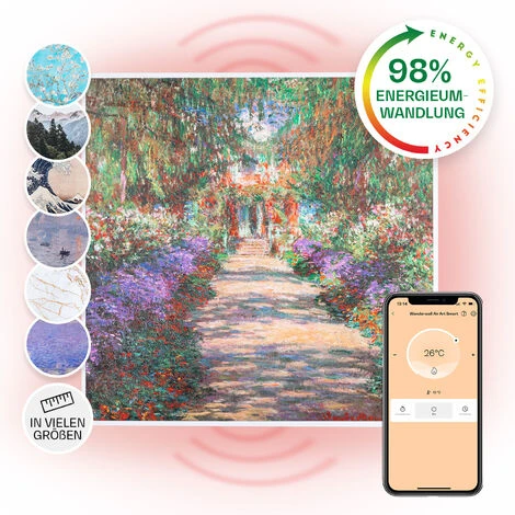 Klarstein Wonderwall Air Art Smart Infrared Heater 60x60cm 350W App Garden Path
