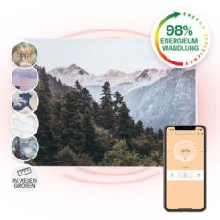 Klarstein Wonderwall Air Art Smart Infrared Heater 80x60cm 500W Wall Mounting Mountain