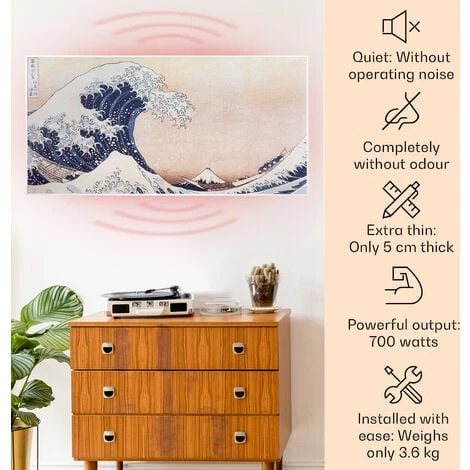 Klarstein Wonderwall Air Art Smart Infrared Heater 120x60cm 700W App Waves - Image 2