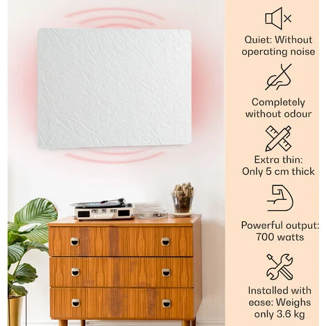 Klarstein Wonderwall Earth, Infrared Heater, 80x60cm, 550W, Wall Mounting, White - Image 2
