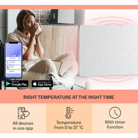 Klarstein Wonderwall Earth, Infrared Heater, 80x60cm, 550W, Wall Mounting, White - Image 3